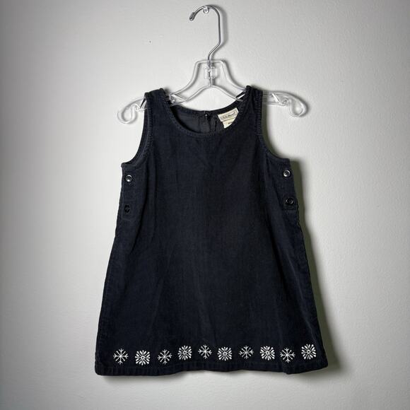 Vintage L.L.Bean Infant Dress 12–18M Corduroy Black Embroidered Jumper Hong Kong - Picture 1 of 4